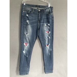 Judy Blue Jeans Women's Xl  34x29 Serape Patch Jeans Stretch Skinny Fit